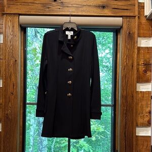 Joseph Ribkoff Black and Gold Buttoned Blazer with Mandarin Collar